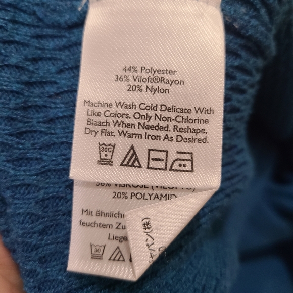 Eddie Bauer Teal Knit Quarter Zip Gorpcore Outdoor Sweatshirt Thumb Holes - Picture 4 of 4